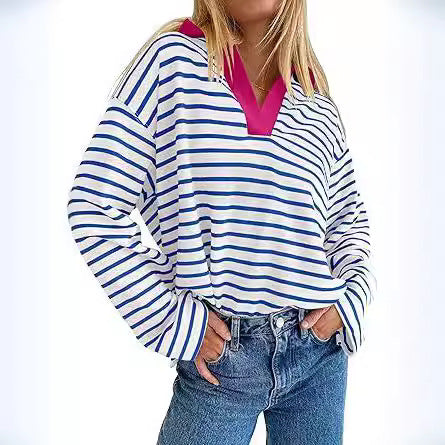 Sweat-shirt décontracté à manches longues avec broderie assortie à l'encolure