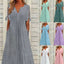 Robe longue d'été en broderie anglaise à col en V pour femme, manches courtes, coupe ample évasée pour la plage