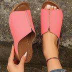 Sandales compensées unies à la mode, sandales d'été décontractées à bout ouvert, chaussons d'extérieur à semelle épaisse rehaussantes, chaussures pour femmes
