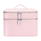 Nouveau sac de maquillage portable en PU double couche grande capacité