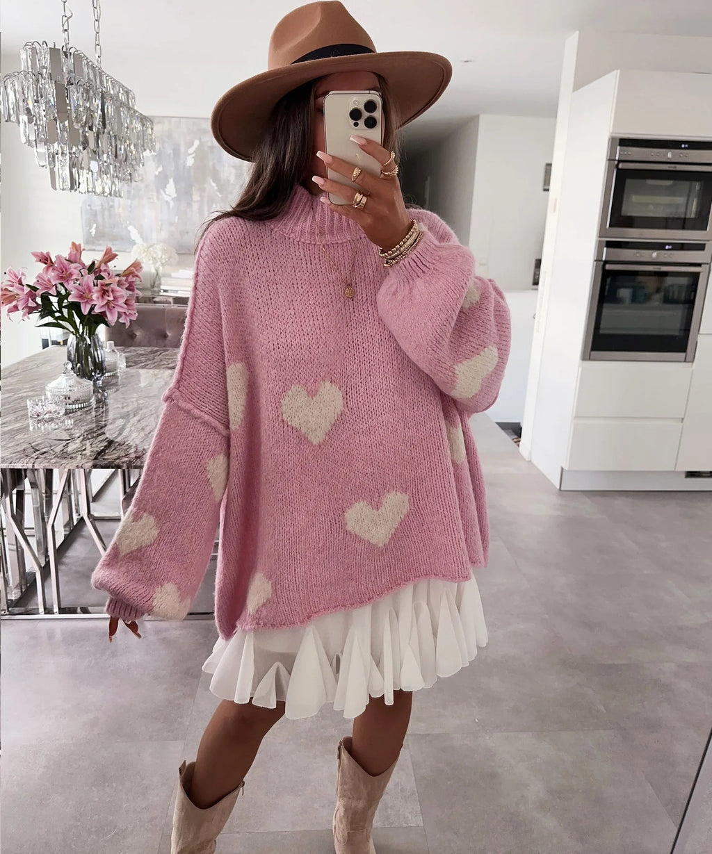 Pull en maille lâche color-block pour femme
