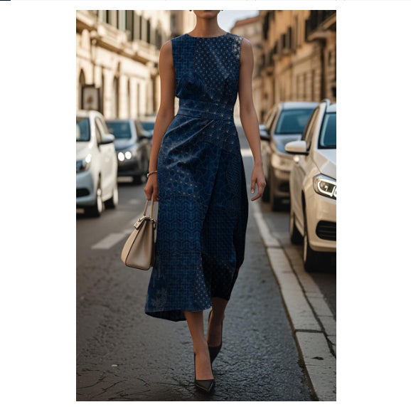 Élégante robe florale sans manches pour femme