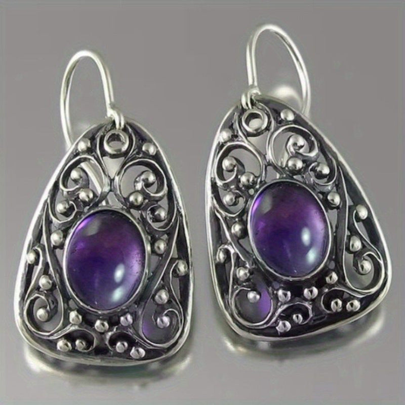 Boucles d'oreilles tendance géométriques rondes rétro en zircon pour femme