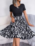 Robe mi-longue décontractée à imprimé léopard et volants pour femmes