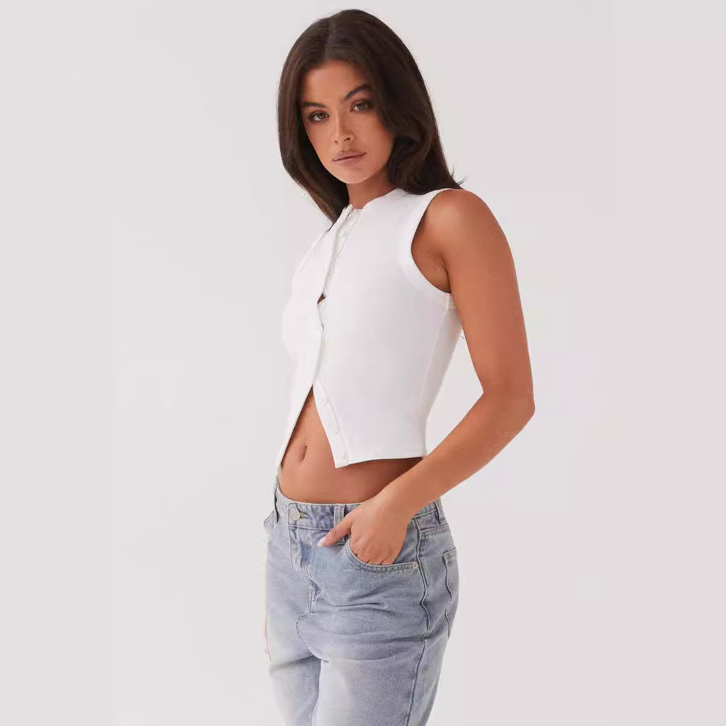 Gilet sans manches coupe ajustée pour femme