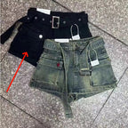 Short en jean taille haute trapèze pour femme