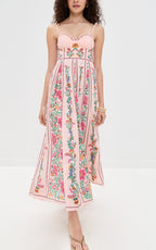 Robe de vacances imprimée à bretelles pour femme
