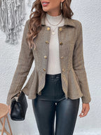 Blazer croisé femme slim à revers et volants