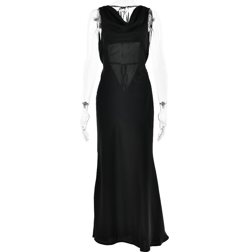 Robe longue de soirée lacée en dentelle, style banquet, pour femme