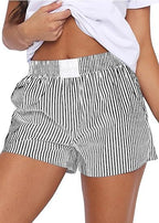 Short en vrac confortable rayé avec poches pour femmes