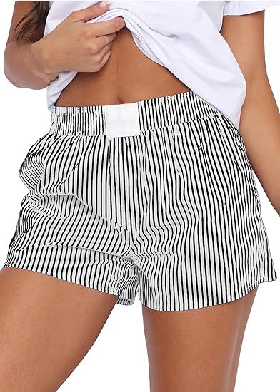 Short en vrac confortable rayé avec poches pour femmes
