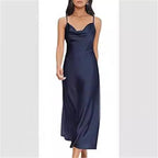 Robe de pyjama en satin sans dos pour femme