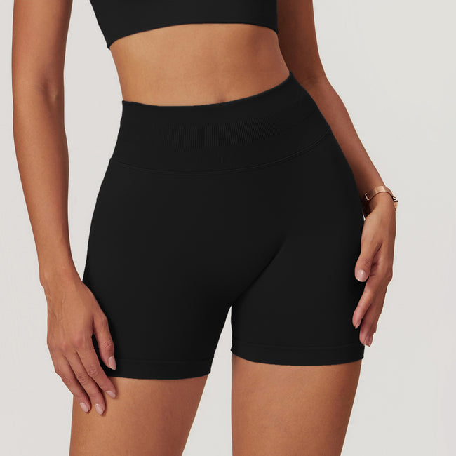 Shorts de yoga taille haute sans couture pour femmes, sculptants et rehausseurs de hanches Hover Image