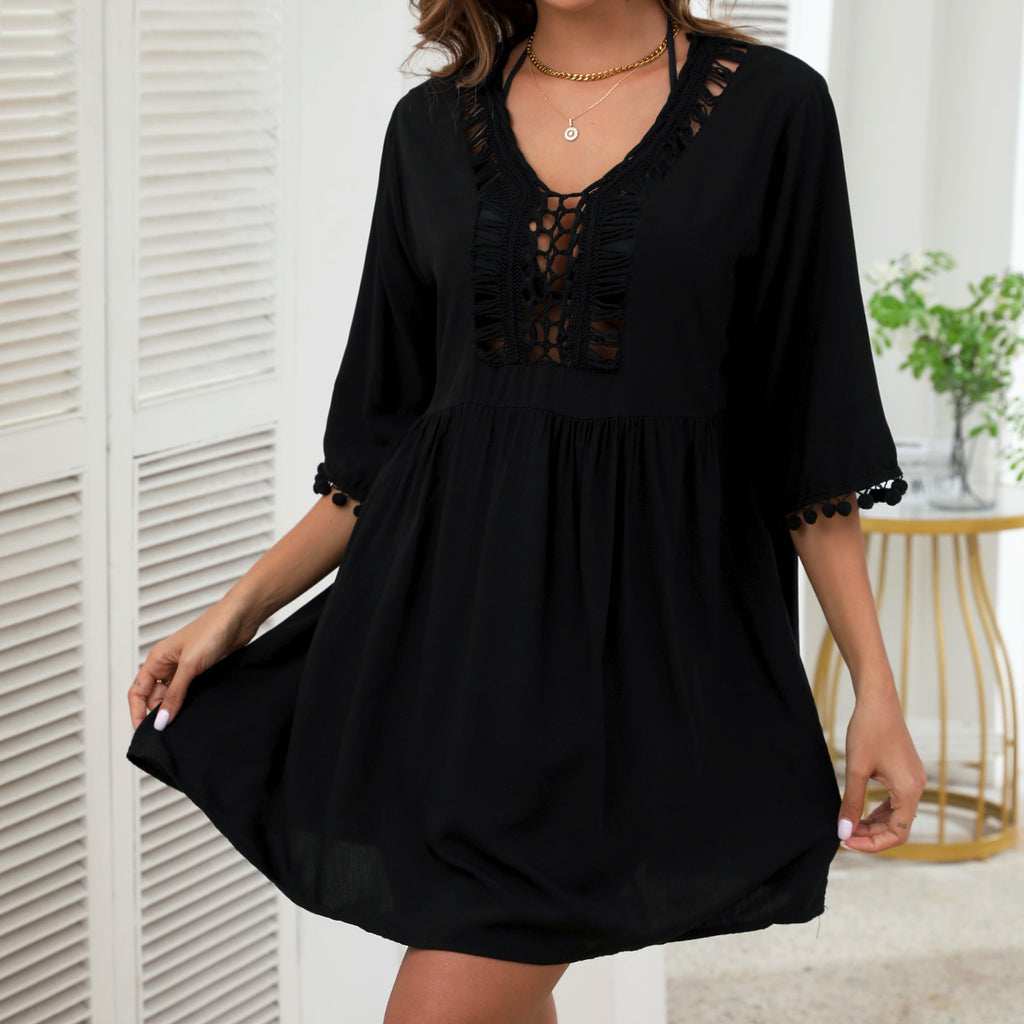 Robe de vacances ample à col en V pour femme