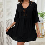 Robe de vacances ample à col en V pour femme