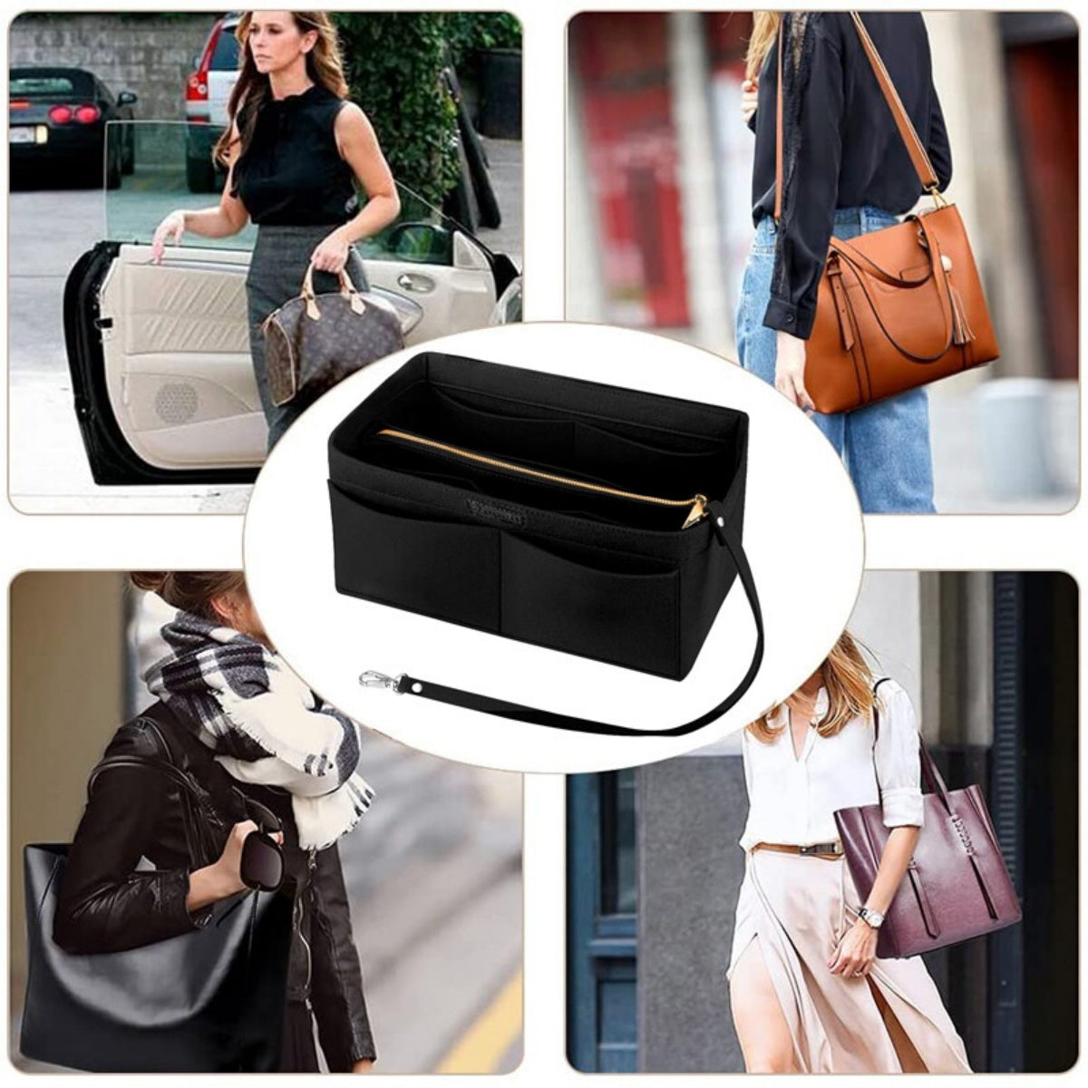 Femmes Ace Organisateur Sac à main Feutre Sac de voyage Insert Doublure Maquillage Trousse d'organisation
