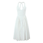 Robe sans manches florale licou en V style Hepburn français