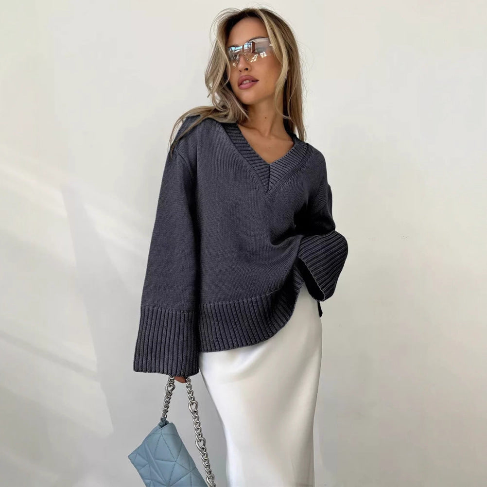 Pull-over Femme Couleur Unie Style Décontracté