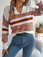 Pull en tricot rayé à la mode pour femme