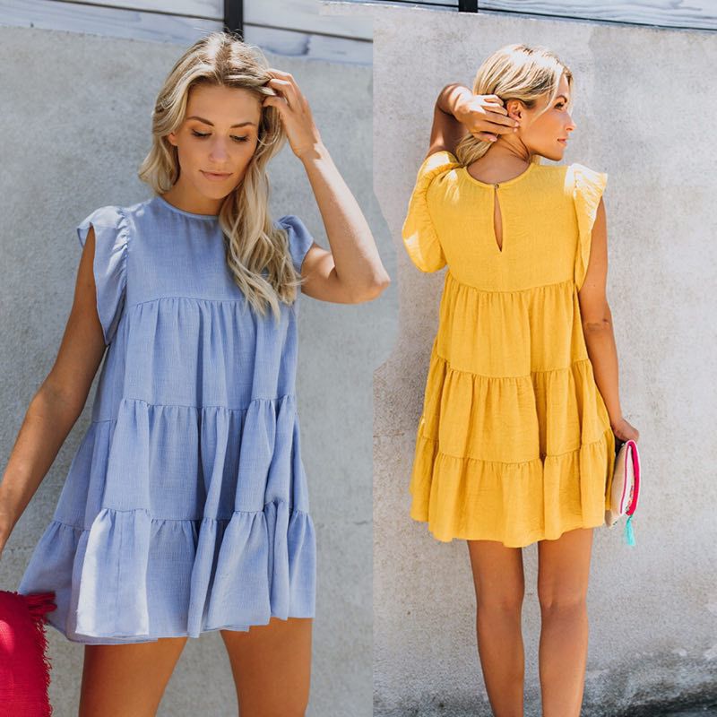 Robe mi-longue Femme Tendance Volants