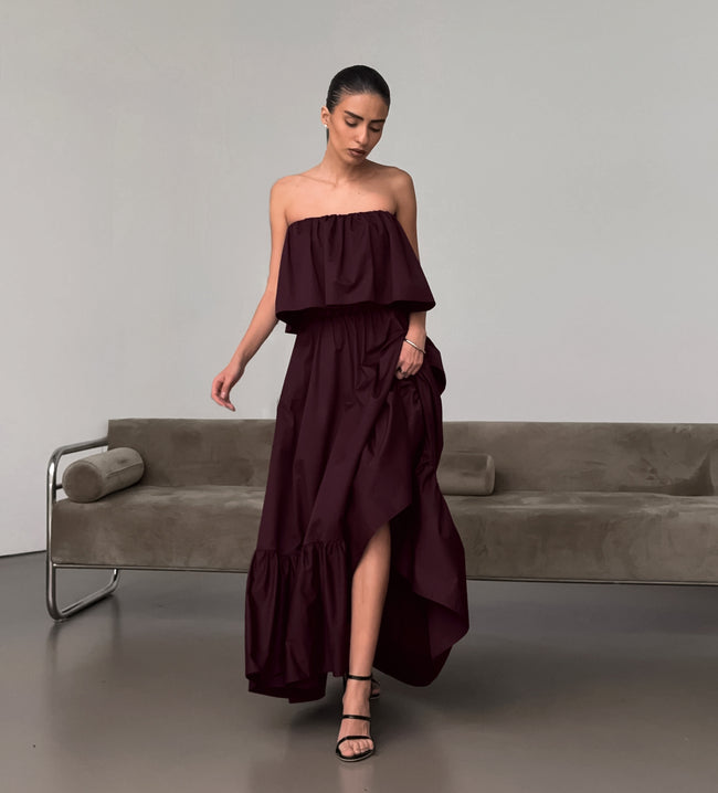 Fashionable Ruffled Strapless Dress Main Image
