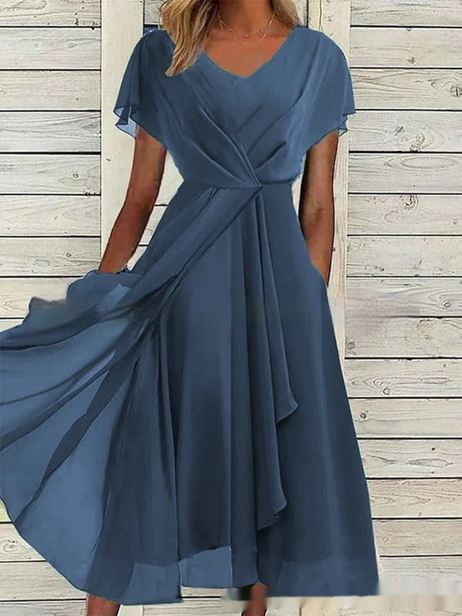 Robe en mousseline unie pour femme