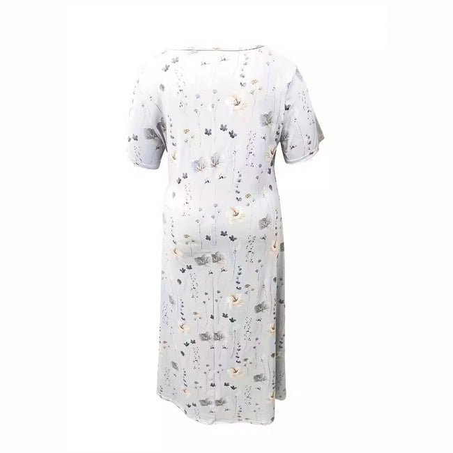 Robe longue décontractée à col en V imprimée Main Image