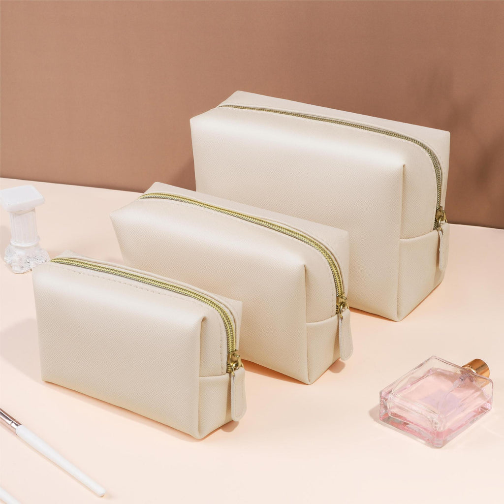 Trousse de Maquillage Minimaliste Portable Grande Capacité de Couleur Unie