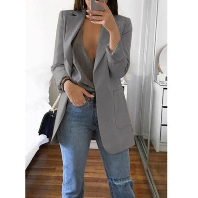 Blazer cardigan fin à revers élégant