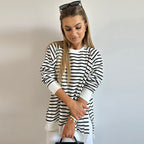 Haut pull à rayures et col rond pour femme
