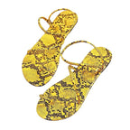 Sandales serpent pour femmes, mélange de couleurs, plates, de créateur, mules colorées à enfiler, grandes tailles, tongs