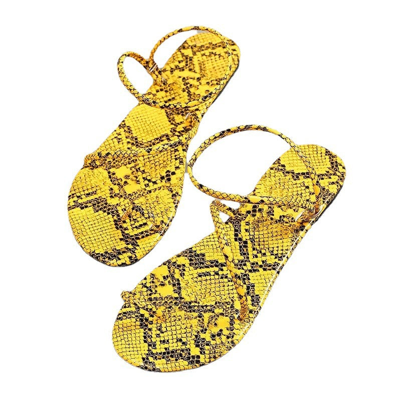 Sandales serpent pour femmes, mélange de couleurs, plates, de créateur, mules colorées à enfiler, grandes tailles, tongs