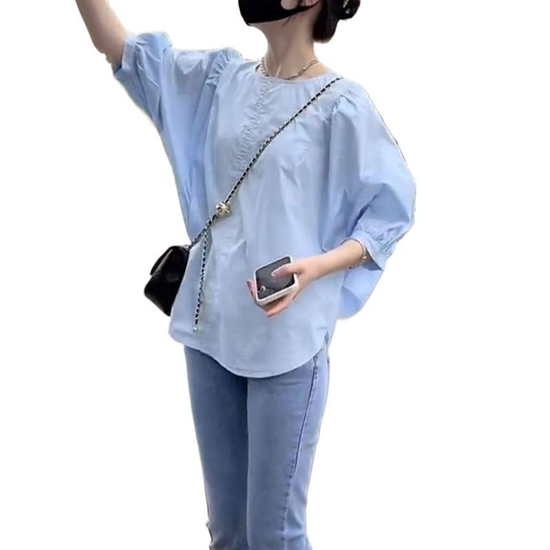 Chemise femme à manches courtes bouffantes