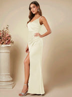 Robe nuisette en satin printemps-été pour femme