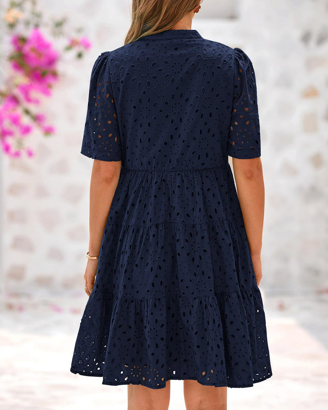 Robe en dentelle ajourée à col en V de haute qualité Main Image