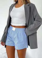 Short en vrac confortable rayé avec poches pour femmes