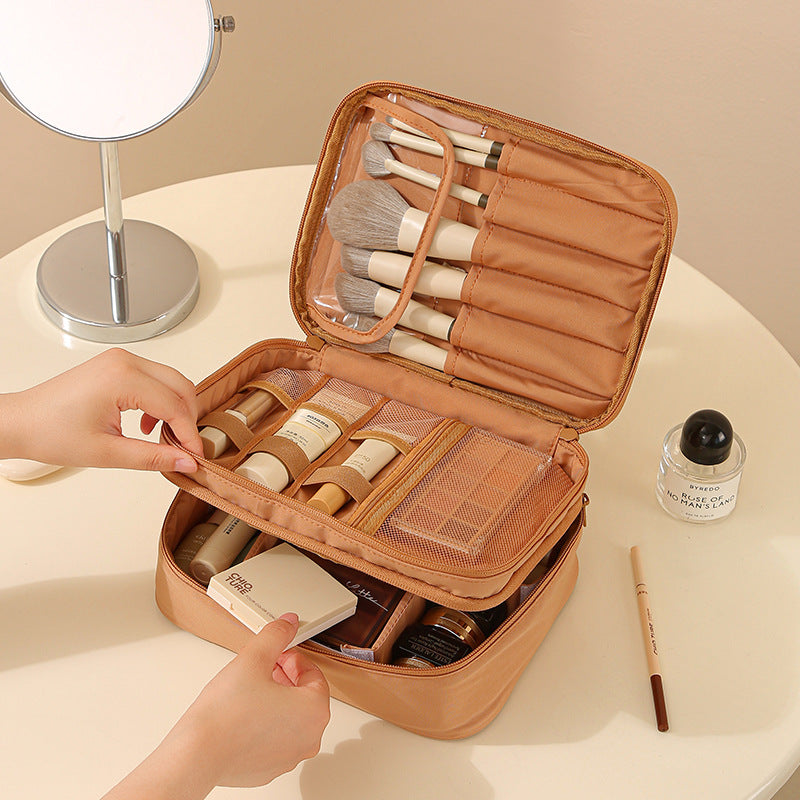 Trousse de maquillage portable en tissu Oxford avec séparateurs
