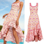 Robe à bretelles asymétrique brodée style vacances en bord de mer