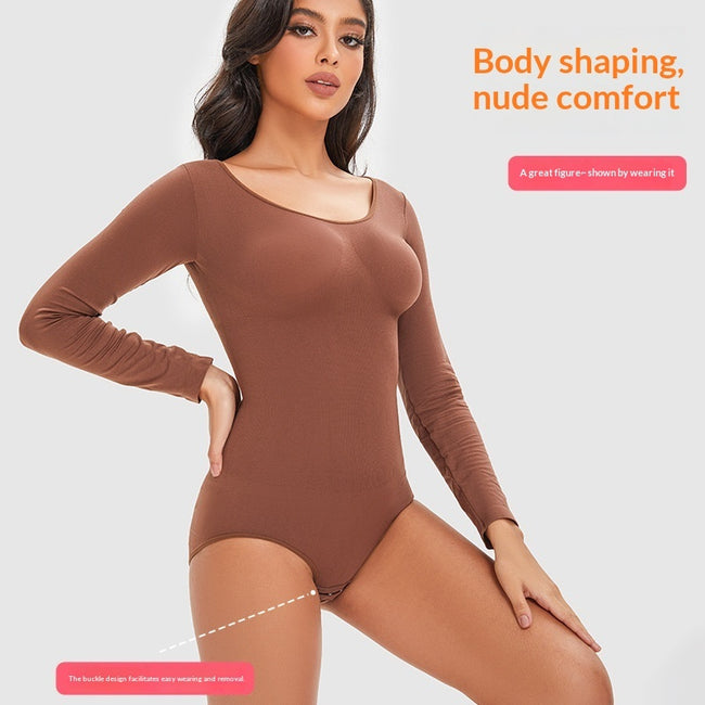 Lingerie sculptante gainante à manches longues pour femme Main Image