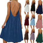 Robe moulante d'été sans manches de couleur unie avec bretelles fines et dos nu pour femme - Tenue décontractée de soirée pour le quotidien et les vacances
