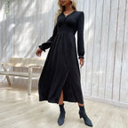 Nouvelle robe jacquard unie pour le printemps