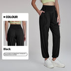 Pantalon fuselé droit taille haute ample pour femme
