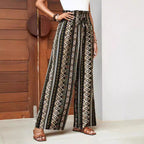 Pantalon large ample taille haute imprimé pour femme