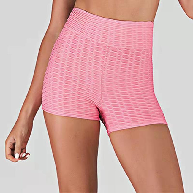 Shorts de yoga taille haute, short de sport jacquard, short de fitness, short de yoga moulant Hover Image