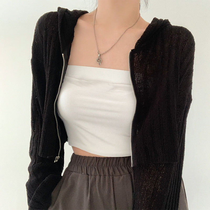 Manteau pull de couleur unie à la mode pour femme