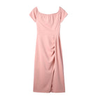 Robe Femme Taille Serrée Couleur Unie Tendance