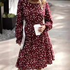 Robe longue imprimée à manches longues pour femmes