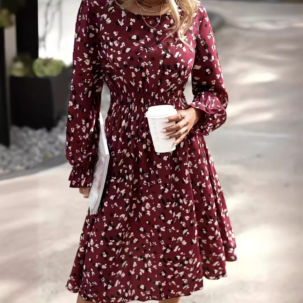 Robe longue imprimée à manches longues pour femmes