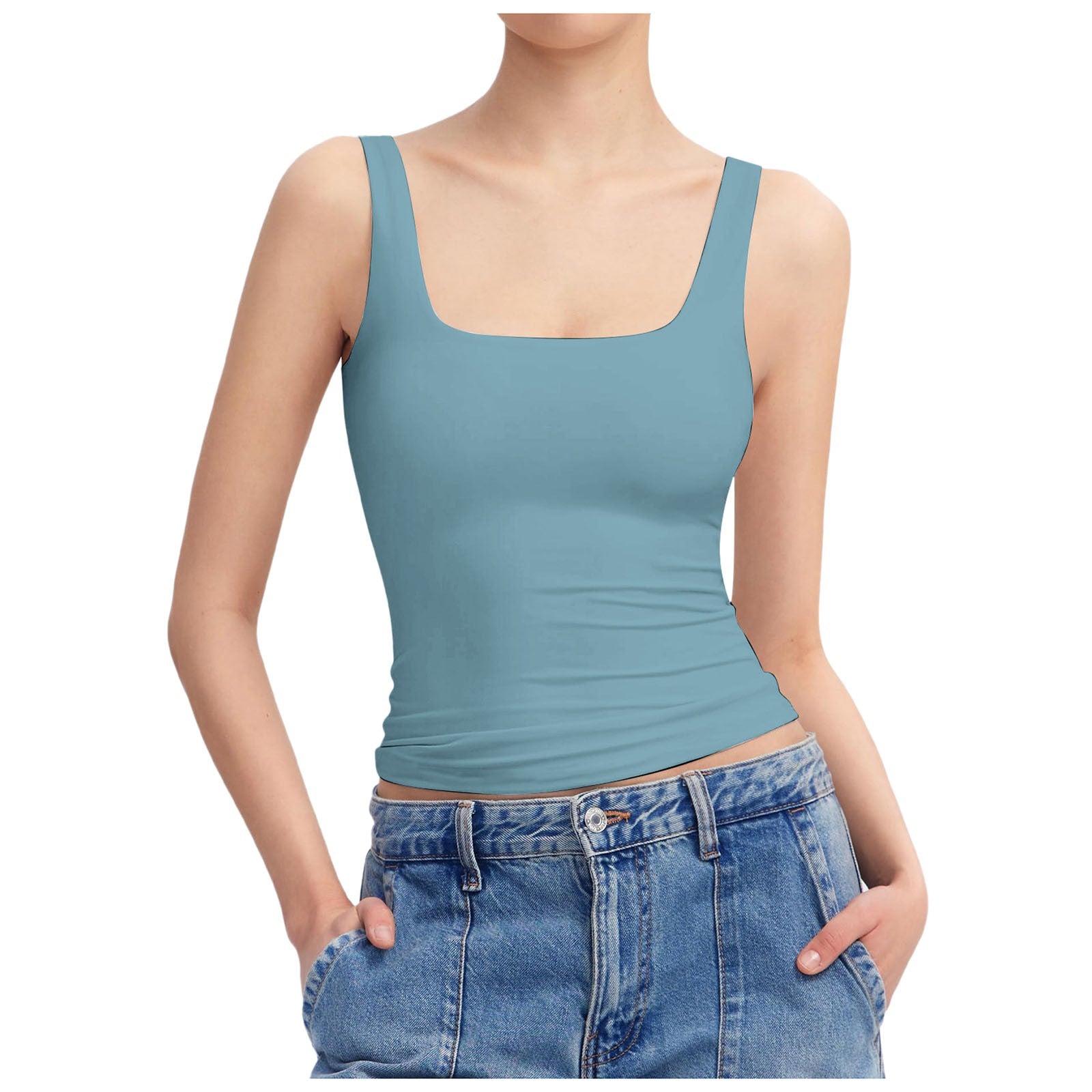 Gilet d'été sans manches à col carré pour femmes