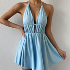 Robe dos nu à lacets en V profond pour femme
